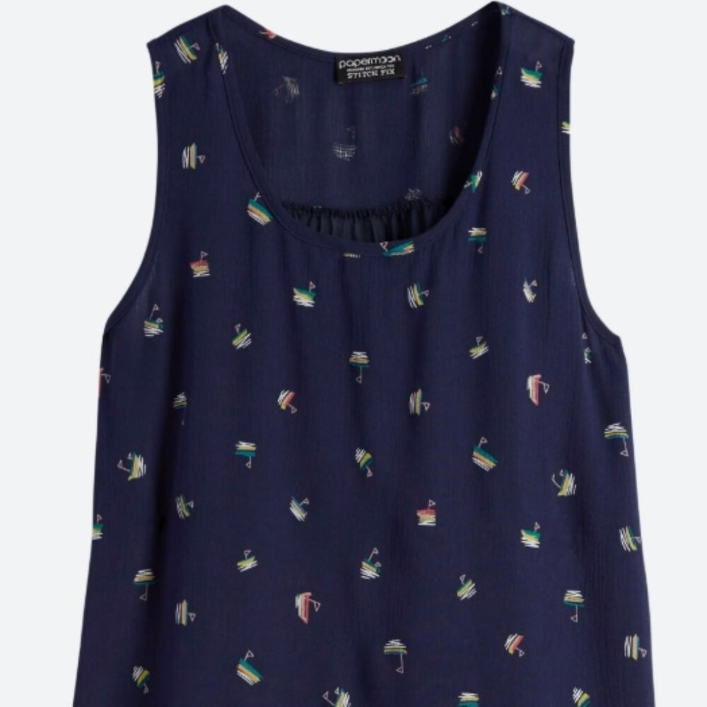 Papermoon Navy Scoop Neck Blouse- Medium